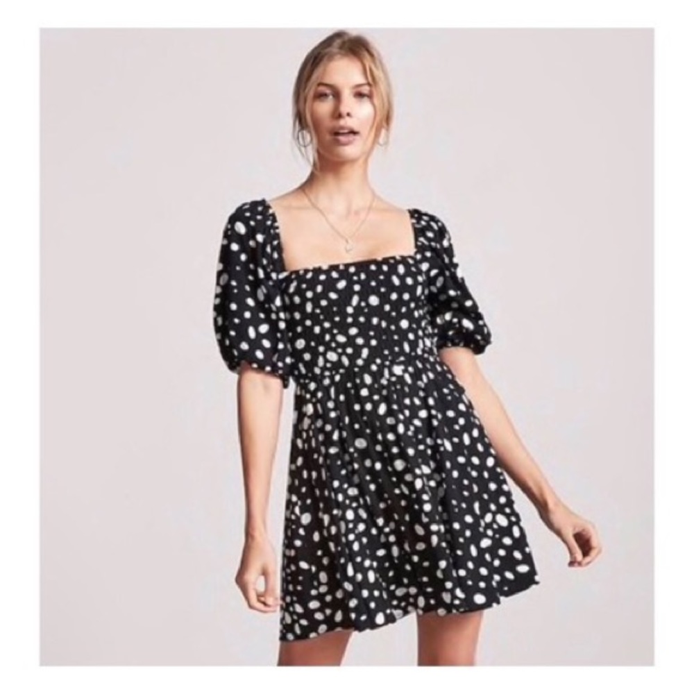 Forever 21 Off-The-Shoulder Polka Dot Mini Dress